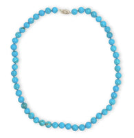Fine 8mm Ithaca Peak Blue Genuine Turquoise Strand of Beads Necklace (#J7233)