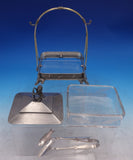 Rogers Silverplate Box 3pc for Sardines w/3D Lion Finial and Sardine Tong #7274