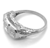 14k White Gold Three-Stone Genuine Natural Diamond Filigree Ring (#J6820)