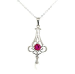 14k White Gold .43ct Ruby Lavaliere Pendant (#J5580)