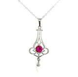 14k White Gold .43ct Ruby Lavaliere Pendant (#J5580)