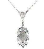 14k Gold Filigree 2.20 Carat Genuine Natural Gold Vein Quartz Pendant (#J7027)