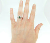 18k White Gold Sea Green Genuine Natural Tourmaline and Diamond Ring (#J5043)