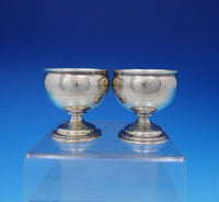 George Sharp Coin Silver Salt Cellars Pair with Band of Engraved Design (#3742)