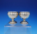 George Sharp Coin Silver Salt Cellars Pair with Band of Engraved Design (#3742)