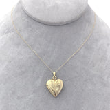 14k Yellow Gold Heart Locket Pendant with Engraved Hearts Jewelry (#J6229)