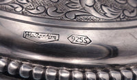 Italian Sterling Silver Goblet with beaded floral & engraved design (#8370)