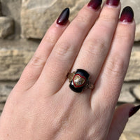 10k Gold Women of the Moose Genuine Natural Black Onyx Ring w/ Enamel (#J6302)