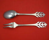 Viking Rose by Th. Marthinsen Norwegian .830 Silver Salad Serving Set 2pc 9 1/4"
