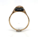 10k Gold Women of the Moose Genuine Natural Black Onyx Ring w/ Enamel (#J6302)