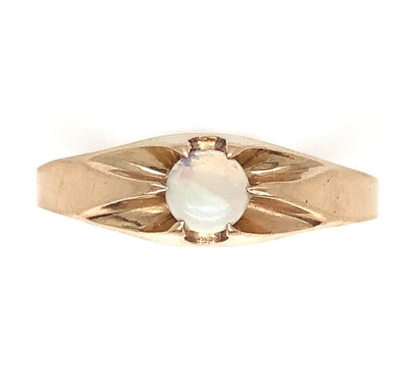10k Yellow Gold Belcher Small Genuine Natural Opal Child's Ring Size 5.5 #J6618