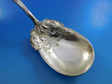 New Art by Durgin Sterling Silver Berry Spoon Faint Gold wash 9 3/8" Iris Motif