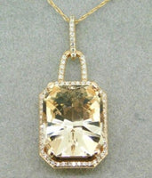 14k Rose Gold 7.60 Carat Genuine Natural Morganite Pendant Custom (#J4570)