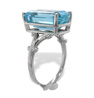14k White Gold 7.92 Carat Genuine Natural Aquamarine Ring Size 8 (#J7202)