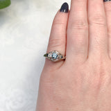 18k White Gold Filigree Deco .34ct Genuine Natural Aquamarine Ring 5 3/4 #J7559