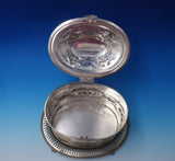 English Silverplate Biscuit Box Bead Border Claw Legs Floral Motif w/Lock #3131