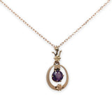 10k Victorian Rose Gold Genuine Amethyst Pendant w/14k Rose Gold Chain (#J7098)