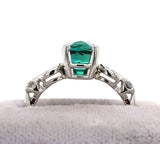 Platinum 3.24ct Green Genuine Natural Tourmaline Ring Jewelry (#J5715)
