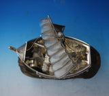Japanese .950 Silver Sculpture Ship w/ Sail Faux Gold Barrels Wood Base (#5366)