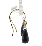 14k Gold 5.37 Carat TW Briolette Black Genuine Natural Spinel Earrings (#J7130)