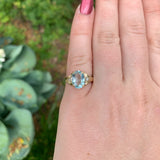 10k Yellow Gold 1.72 Carat Oval Genuine Natural Aquamarine Ring 5.75 (#J7372)