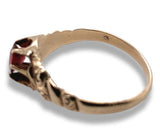 Victorian 10k Rose Gold Genuine Natural Garnet Belcher Ring Size 7 (#J7071)