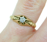 14k Yellow Gold Victorian .15ct Genuine Natural Diamond Ring (#J4771)