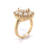 14k Yellow Gold Genuine Natural Opal Ring with an Oval Halo or Rosette (#J6454)