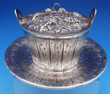 Italian Sterling Silver Fruit Bowl with underplate Barrel of Grapes  (#8372)
