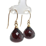 14k Gold 37.18 Carat TW Briolette Genuine Natural Garnet Drop Earrings (#J7129)