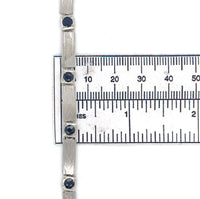 14k Gold Art Deco Genuine Sapphire Link Bracelet Guilloche Engraved (#J6504)