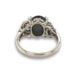 12k White Gold Genuine Natural Black Star Sapphire and Diamond Ring (#J7004)