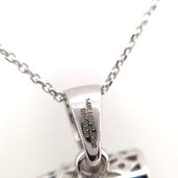 14k White Gold Rainbow Genuine Natural Moonstone Teal Sapphire Pendant (#J6260)