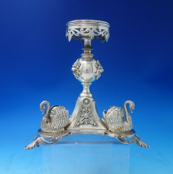 Silverplate Centerpiece with Swans and Mythical Animals c1880 7 1/4 #5444