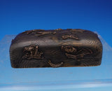 Silverplate Jewelry Box with Applied Animals Insects Partial Gilt 3 1/8" (#8987)