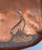 Applied Metals by Gorham Copper Tray with Silver Birds Stork Snail #B65 (#9020)
