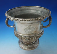 Silverplate and Copper Champagne Cooler w/Liner Raised Borders Scrollwork #5628