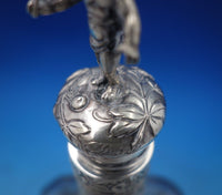 European .800 Silver Cut Crystal Decanter 3-D Child on Top w/ Men Women (#6867)