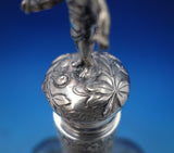 European .800 Silver Cut Crystal Decanter 3-D Child on Top w/ Men Women (#6867)