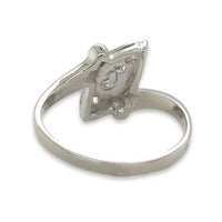 14k White Gold Vintage Genuine Natural Diamond Bypass Ring (#J7110)