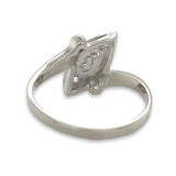14k White Gold Vintage Genuine Natural Diamond Bypass Ring (#J7110)