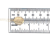 14k Yellow Gold Very Small Oval Locket Engraved Flower with Chain (#J6523)