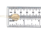 14k Yellow Gold Very Small Oval Locket Engraved Flower with Chain (#J6523)