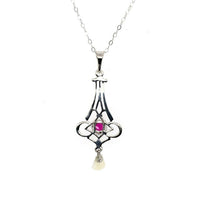 14k White Gold .43ct Ruby Lavaliere Pendant (#J5580)