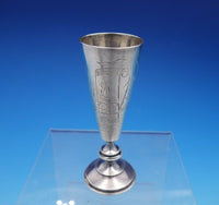Russian .875 Silver Cordial Cup Engraved with Cattails Flowers Wheat (#4332)