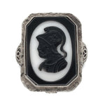 14k Gold Filigree Genuine Natural Hard Stone Agate Cameo Ring Size 6.25 (#J6897)