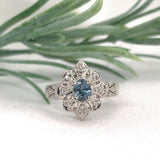 14k White Gold .67ct Genuine Natural Montana Sapphire Ring Unheated (#J7175)