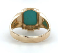 10k Yellow Gold 3.66ct Men's Cabochon Genuine Natural Turquoise Ring (#J6133)