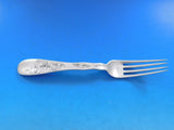 Lap Over Edge Acid Etched by Tiffany Sterling Dinner Fork Ivy Leaves Bug 7 7/8"
