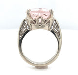 14k White Gold Large 10.85 Carat Genuine Natural Morganite Ring (#J6548)